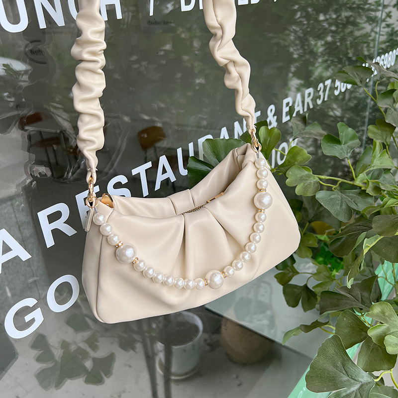 New Women s Handbag Wrinkled Pearl Cloud Underarm Bag Single Shoulder Crossbody Bag trend Designer Women s trend Single Shoulder Bag