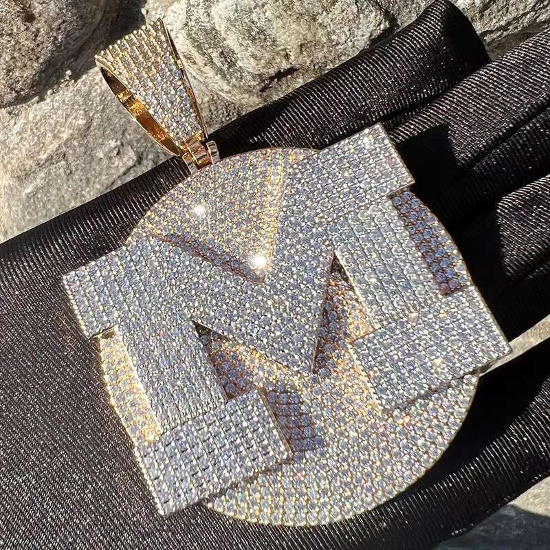VVS Moissanite Iced Out Custom Name Pendant In 925 Sterling Silver Personalized Hipoissanite customJewelry Gift For Men And Boys