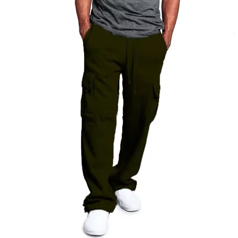 2024 New Mens Multi-Pocket Cargo Pants Design Sense Niche Loose Casual Long Pants 250327