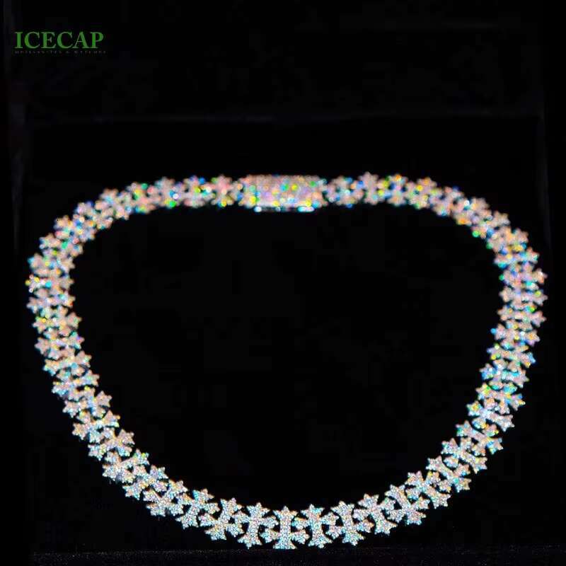 New Design 15mm Cross Chain Necklace Ice VVS Moissanite Silver Cross Pendant Necklace Hip Hop Men Jewelry