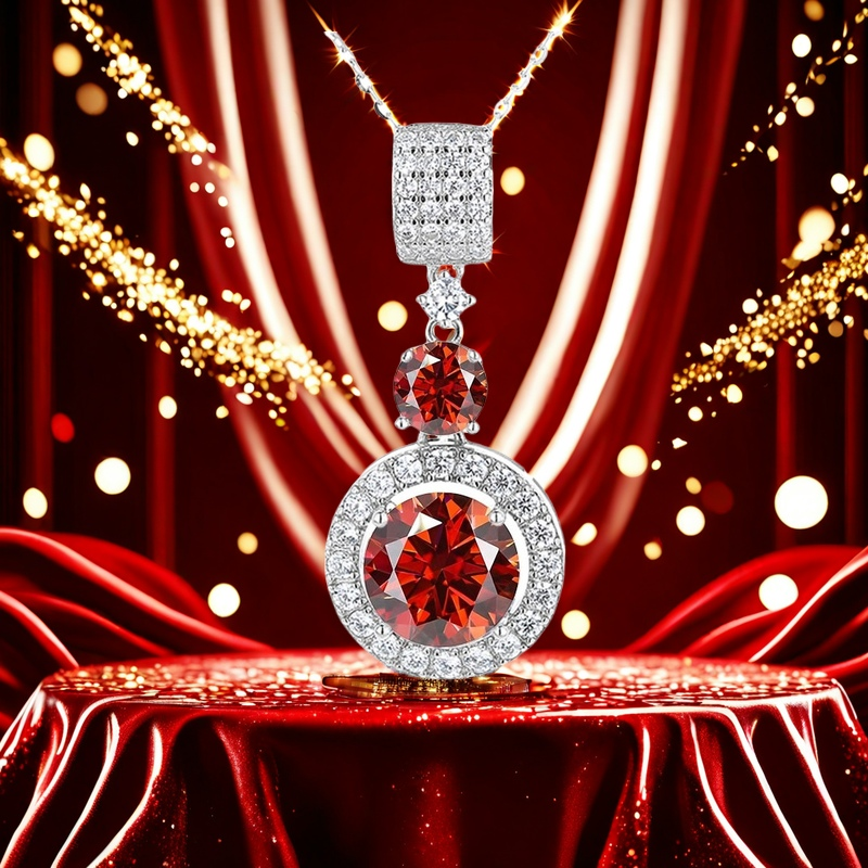 D color VVS1 Moissanite diamond 6CT queen pendant necklace S925 sterling silver elegant fashionable personalized celebrities Lockbone necklace for you