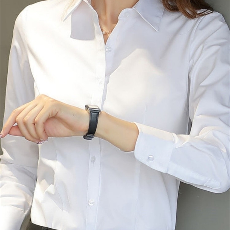 Fashion Women Shirt White Shirt Female Longsleeve Professional Shirt Formal Dress Large Size Work Clothes OL Button Womens 250529Z