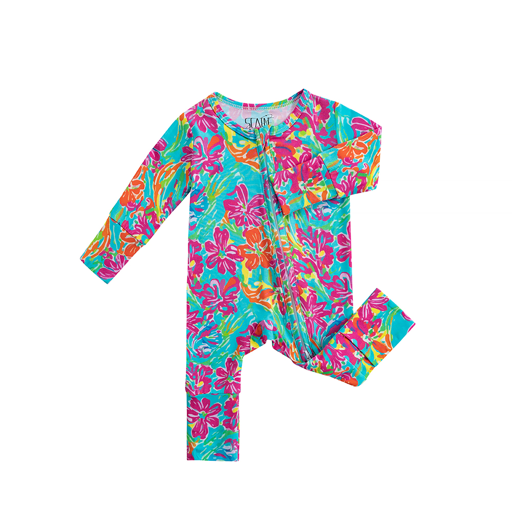 Fast shipping 1pc bamboo fiber baby tights soft knit pajamas with zipper closure summer assorted print baby onesies
