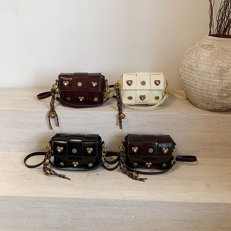 Free Shipping Designer Bag Bags This Year's Trend 2025 New Korean Fashion Patchwork Shoulder Bag Women's Crossbody Studded Small Square Bag 