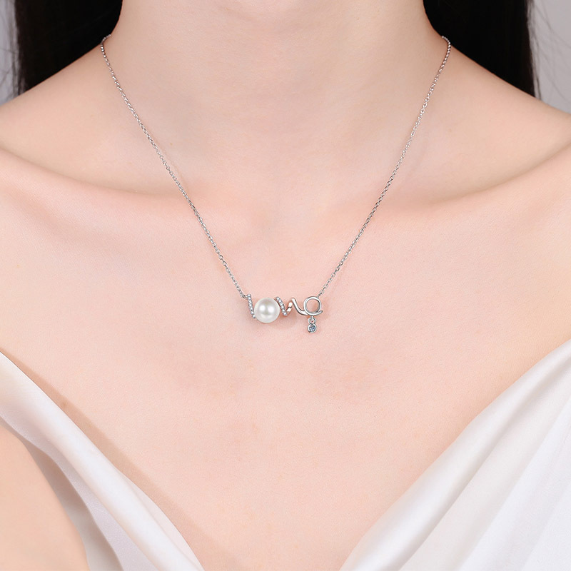 925 sterling silver moissanite pearl love pendant necklace minimalist korean style versatile clavicle chain perfect gift for girlfriend