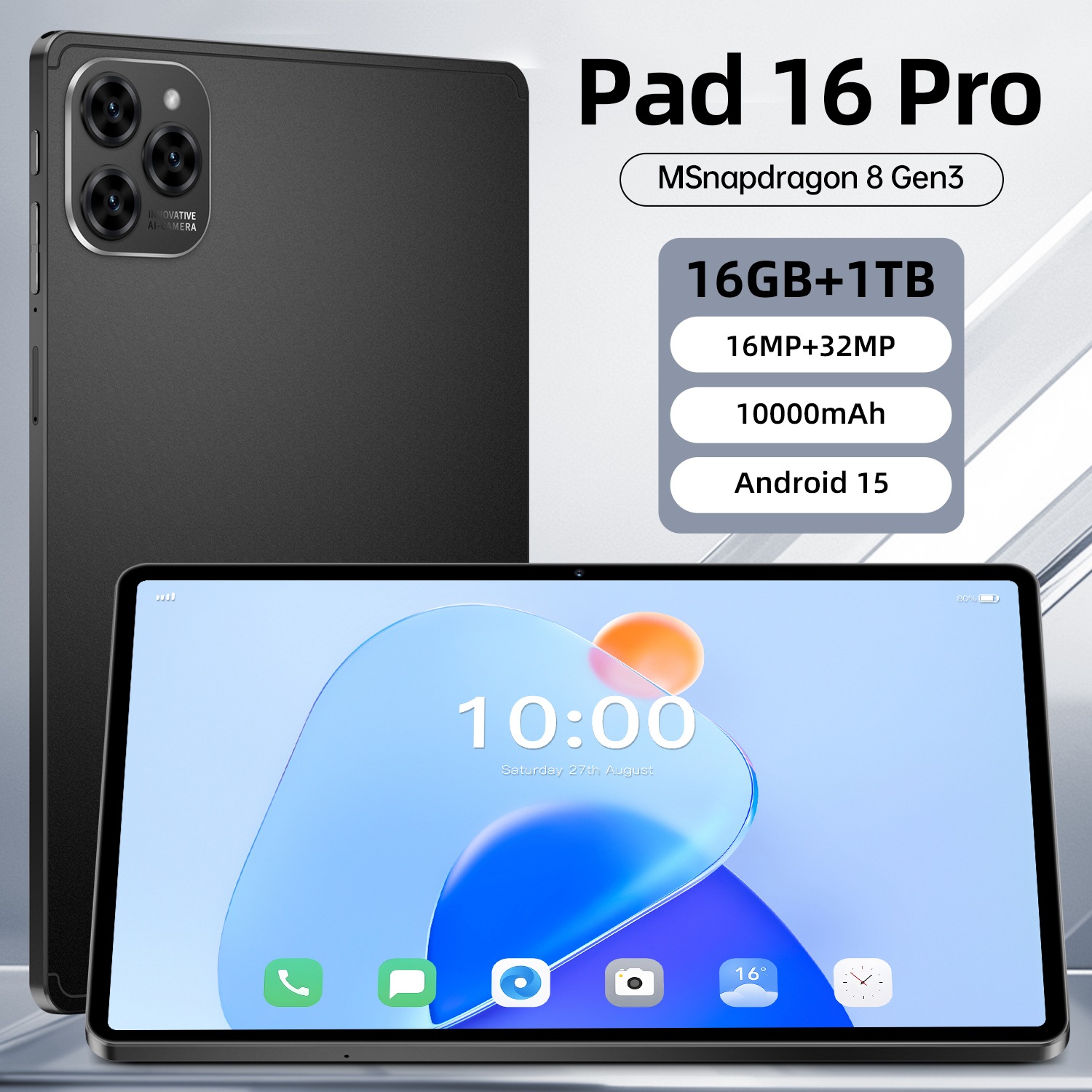 New Tablet Pad 16 Pro 10.1inch Tablet PC Smart 16GB RAM 1TB ROM 10Core OLED Screen 16MP Computer Tablets Pads Notebook Student