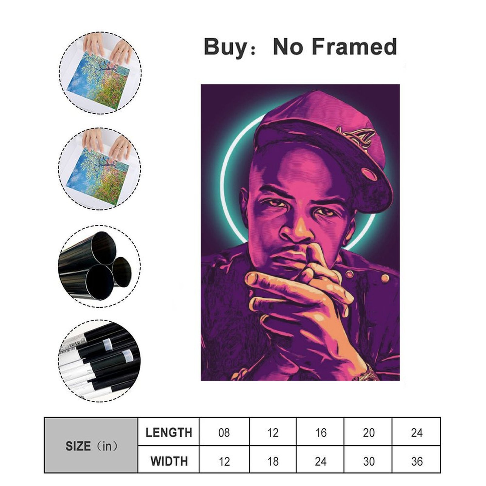 Wall Art Painting RAPPER T I SINGER ACTOR Canvas Prints Wall Painting Wall Art Decor Print Picture Paintings for Living Room Home Decor Luxury Unframe