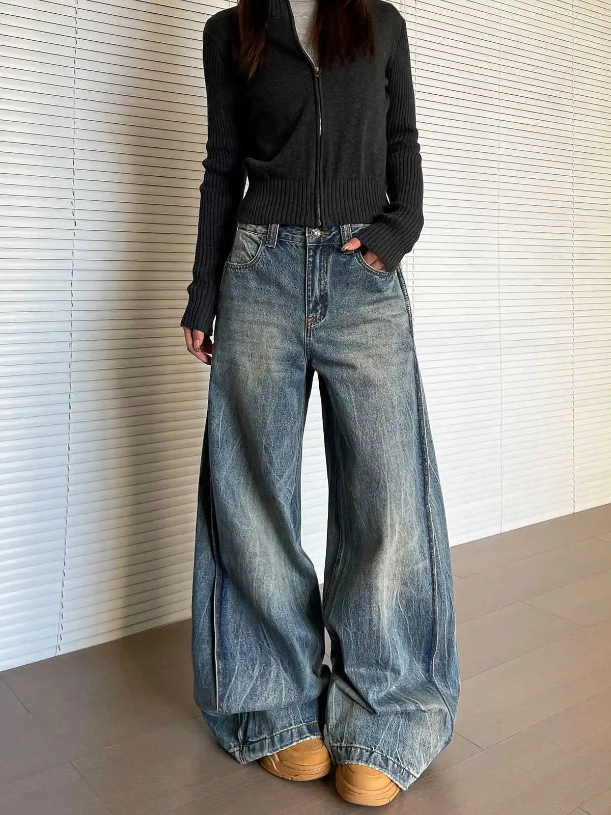 Womens Baggy Y2k Jeans Harajuku Denim Trousers Vintage Streetwear Japanese 2000s Style Oversize Jean Pants Trashy Clothes 250530
