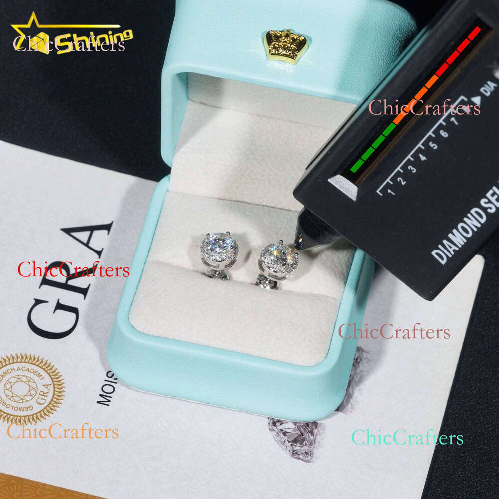 Ready to Ship Pass Dia Tester Hot Selling Fine Jewelry Sterling Sier Hip Hop VVS Moissanite Stud Earrings