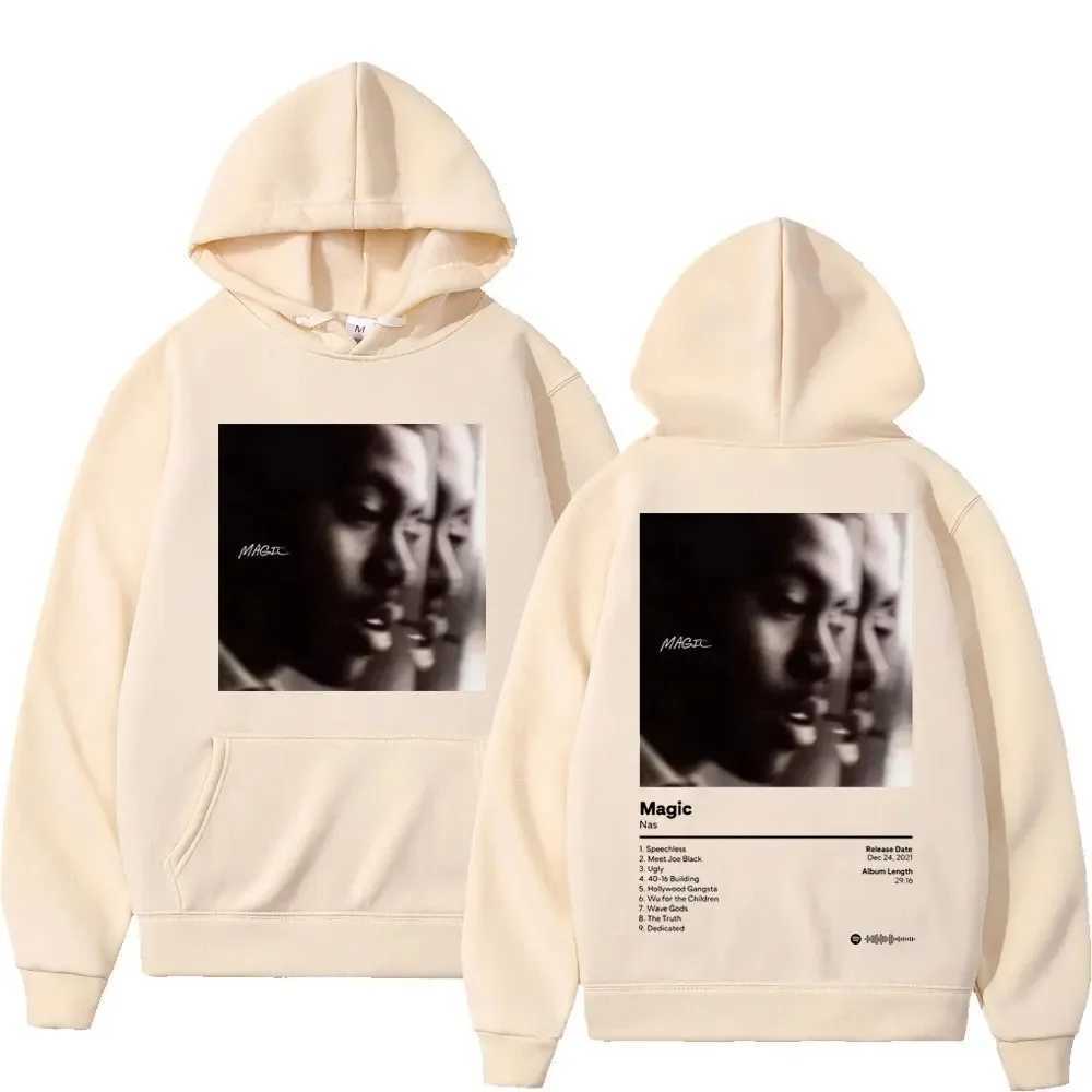 Rapper NAS Magic Album Cover Print Hoodie Mens Womens Fashion Vintage Hooded Sweatshirts Harajuku Hip Hop Oversized Pullovers W250530