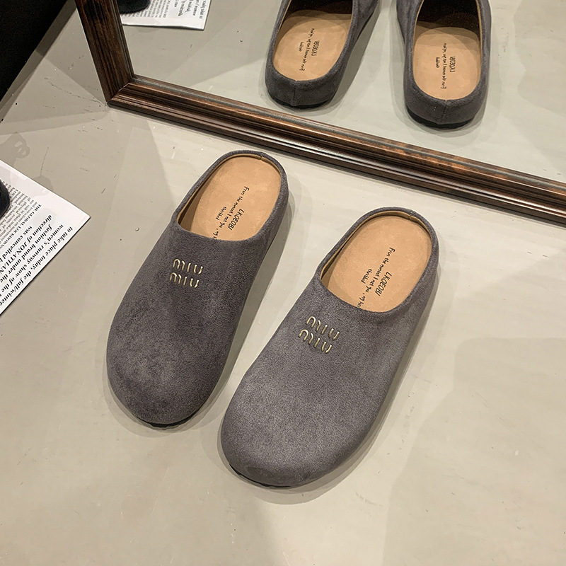 hot new free shipping designer slippers for womens flat slippers grey yellow khaki pink New versatile soft sole casual single shoe
