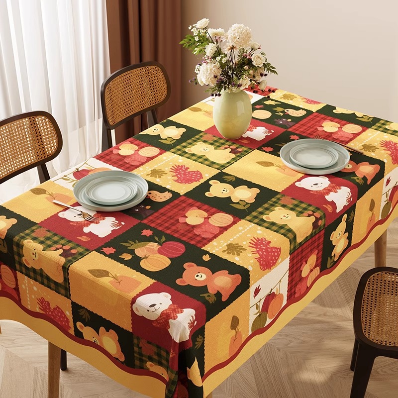 T0493 cartoon table cloth waterproof, oil-proof, scalding-proof, washable table mat cartoon high-grade coffee table cover rectangular table cloth