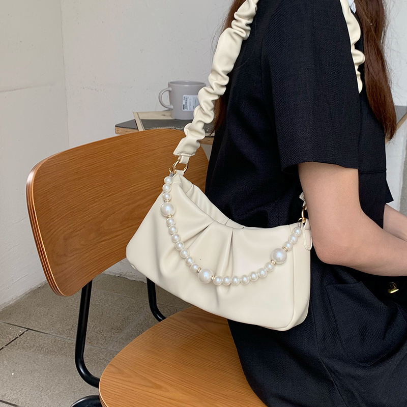 New Women s Handbag Wrinkled Pearl Cloud Underarm Bag Single Shoulder Crossbody Bag trend Designer Women s trend Single Shoulder Bag