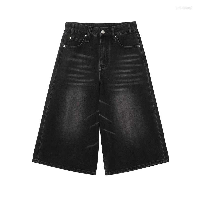 Mens Jeans REDDACHiC Plus Size Jorts Black Whiskers Cleanfit Wide Leg Casual Short Pants Hip Hop Skater Retro Summer Clothes