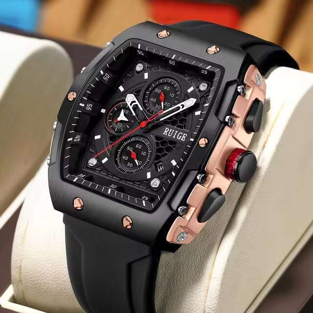 Rui Ge Black Multifunctional New Men's Famous Quartz Watch Waterproof Luminous Trendy