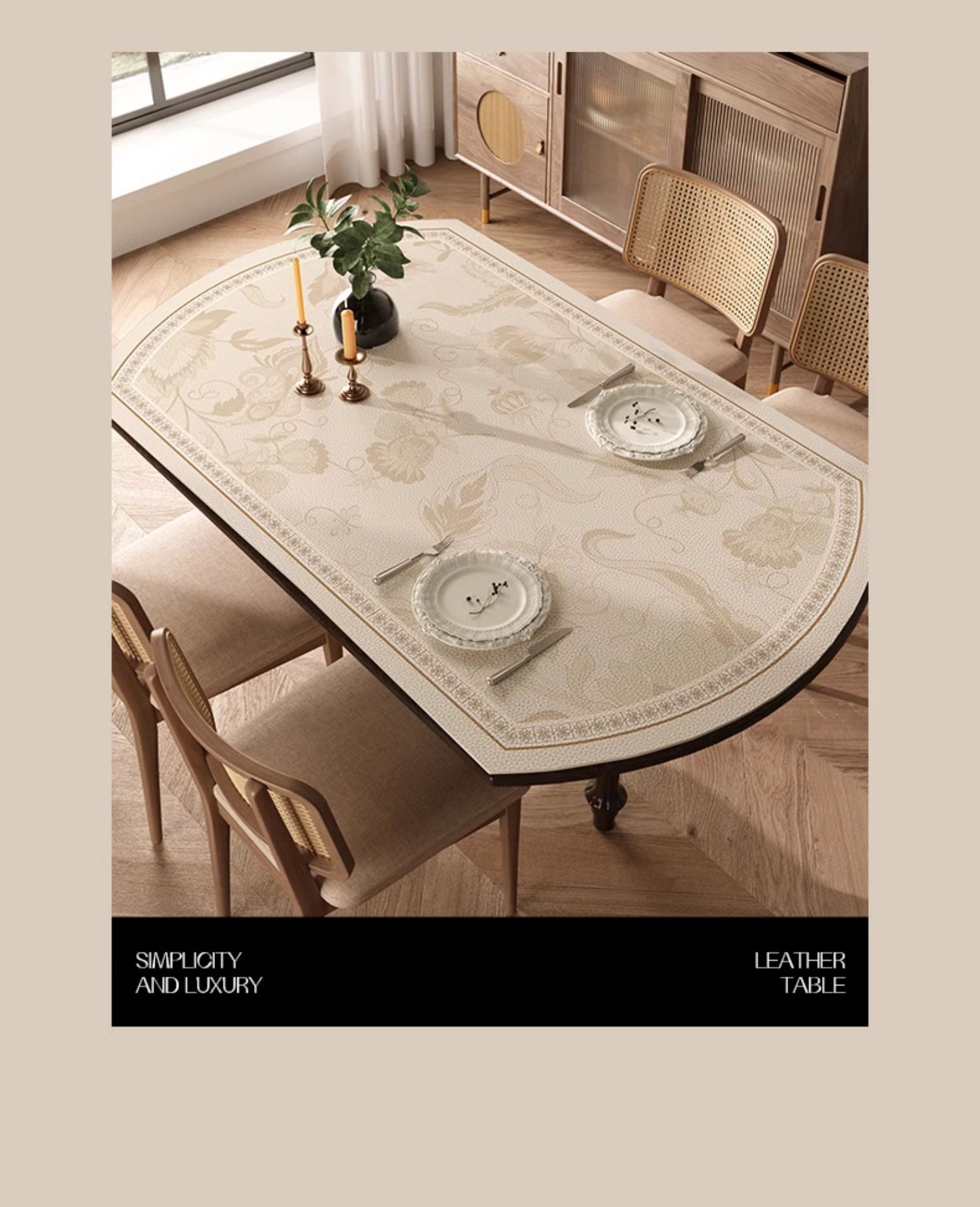 Oval table mat table cloth waterproof and oil-proof wash-free anti-scalding round dining table surface protection coffee table mat LJZE01
