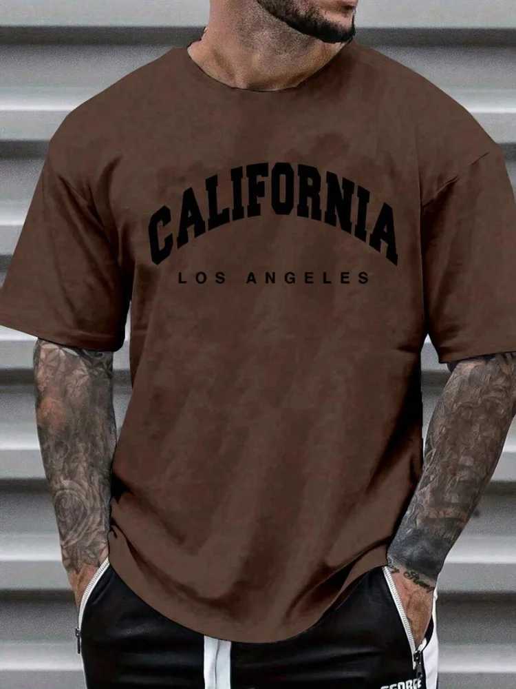 3D Cfornia Letter Print Mens Loose T-shirt Urban Street Mens Fashion Short-sleeved Top Summer Daily Casual Mens T-shirtC250530
