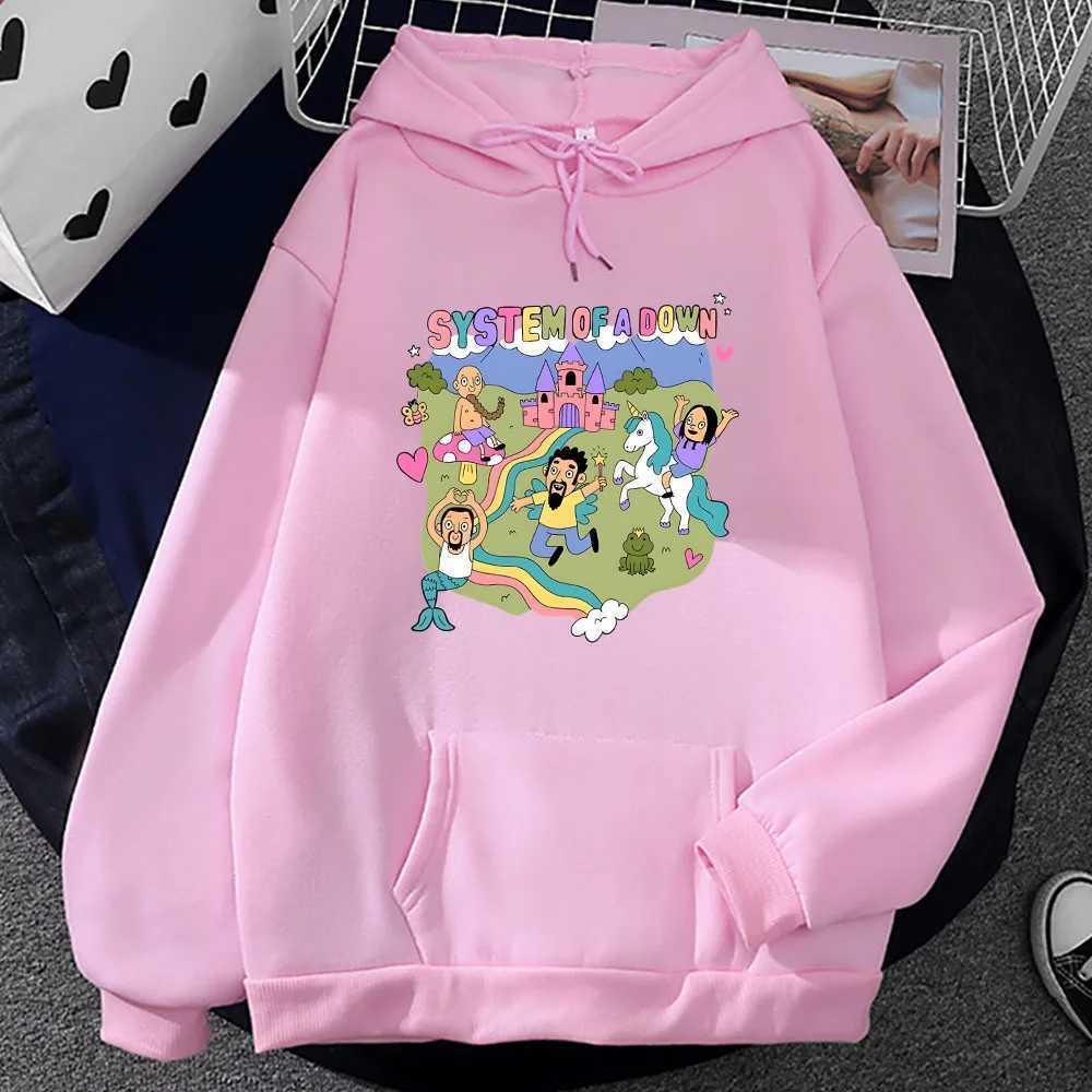 System of A Down Hoodies Mens Comfortable Pocket Sweatshirts Fleece Long Sleeve Rock Band Pullovers Kawaii Cartoon Male Hoody W250530