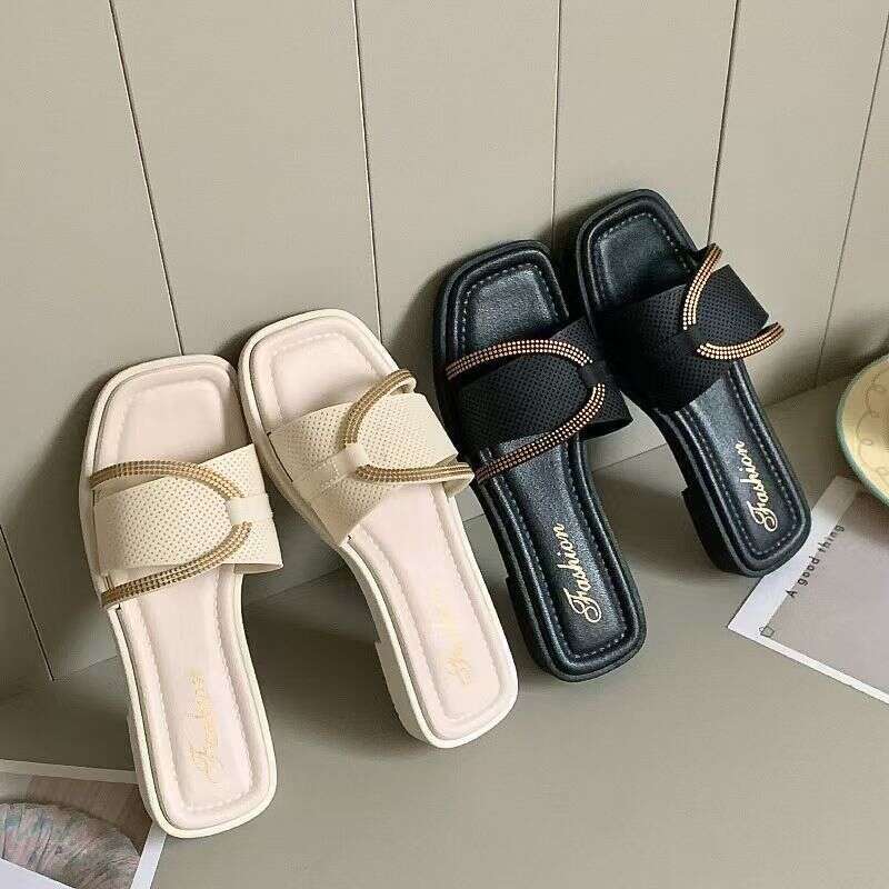 Summer Women's Slippers, Lazy Style, Fashionable Home Flat Bottomed Soft Soled Sandals, Vacation Beach Anti-skid Slippers, Designer Sandals, Free