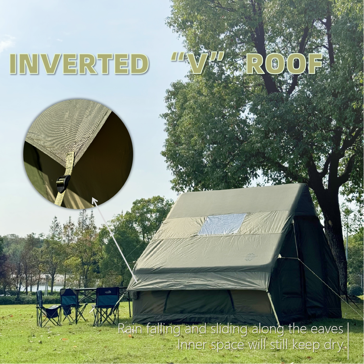 Military Green Inflatable Tent for Outdoor Camping - Size: 6.3 Square Meters