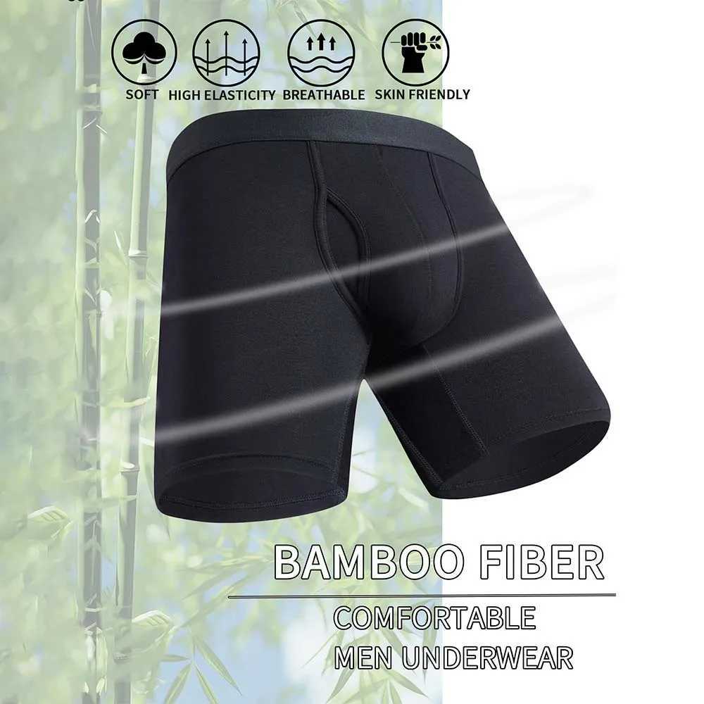8 Pcs Bamboo Fiber Mens Underwear Soft Skin Friendly Sexy Long Boxer Briefs Moisture Transferring Sweat Transferring XS-XXLXJ250530