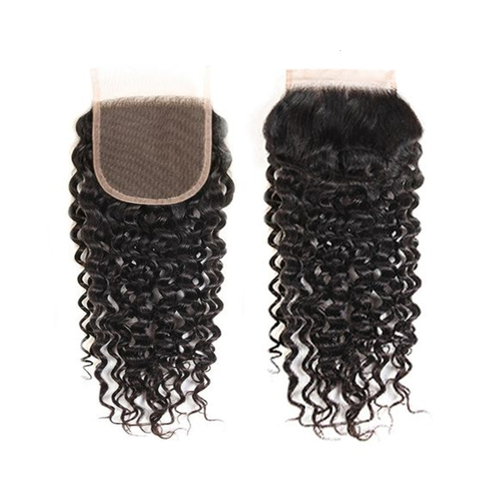 kinky 4by4 curly Transparent closure lace human hair