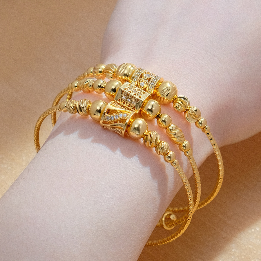 Wando 4pcs/lot Baby Bangles Gold Color Ethiopian Kids Exquisite Bracelet/Bangle Trendy African Arab Ramadan children's Jewelry CX200731