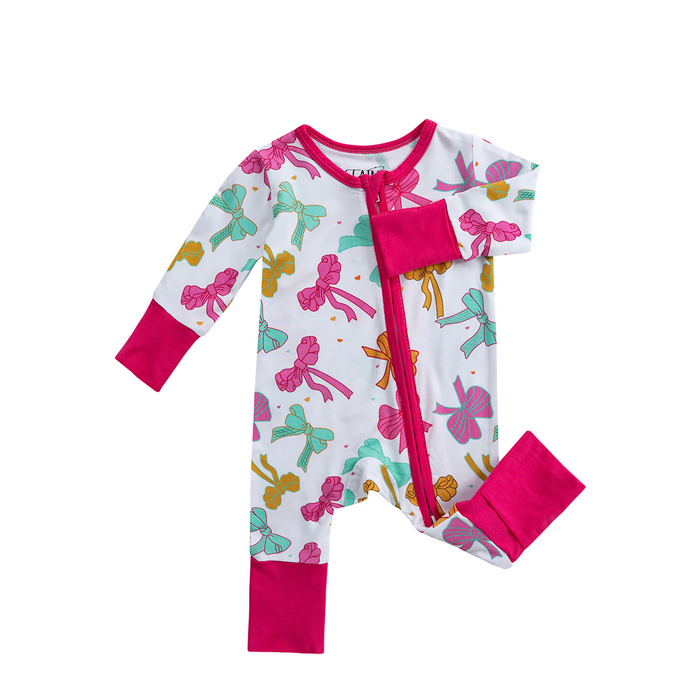 Fast shipping 1pc bamboo fiber baby tights soft knit pajamas with zipper closure summer assorted print baby onesies