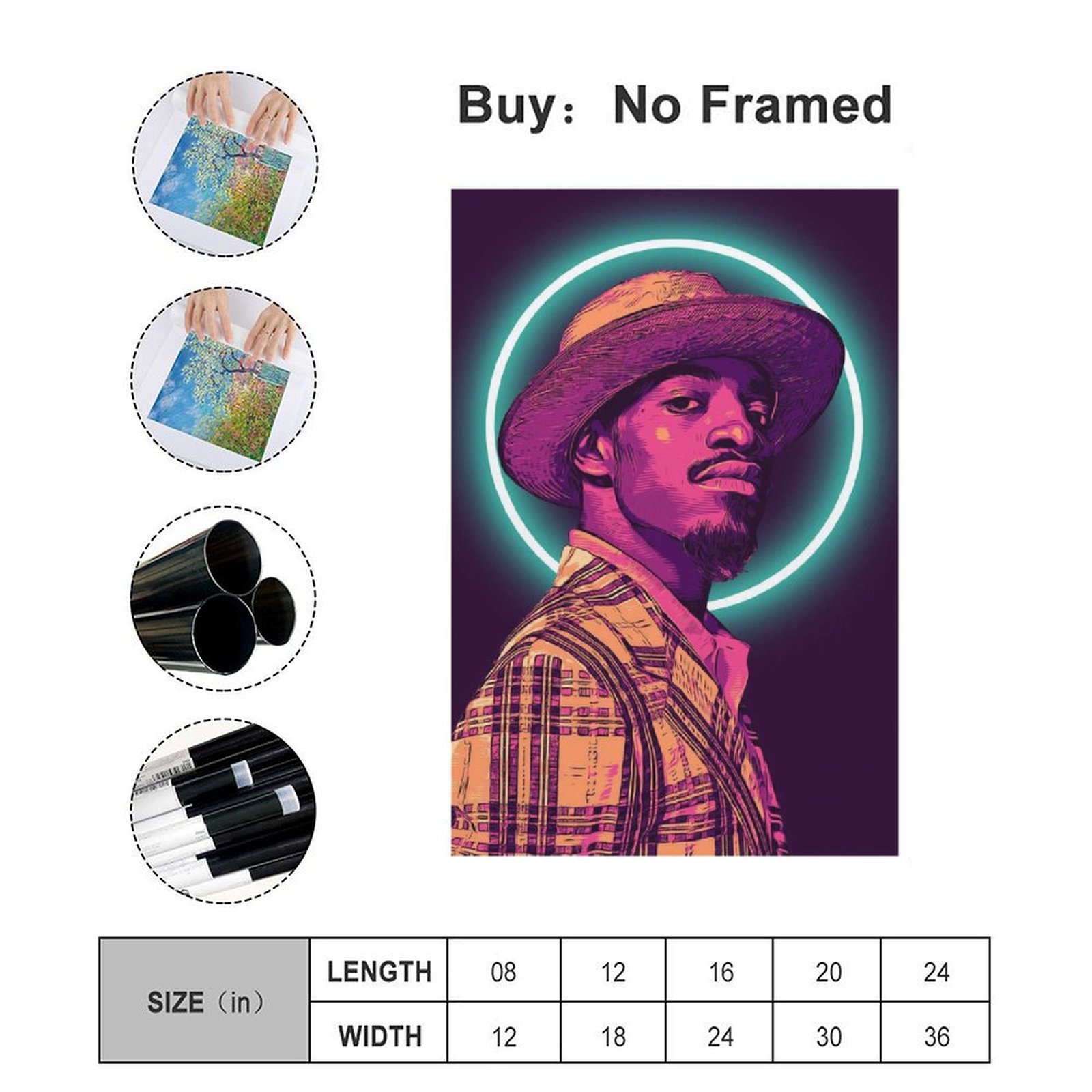Wall Art Painting Rapper Andre 3000 Hip Hop Canvas Prints Wall Painting Wall Art Decor Print Picture Paintings for Living Room Home Decor Luxury Unfra