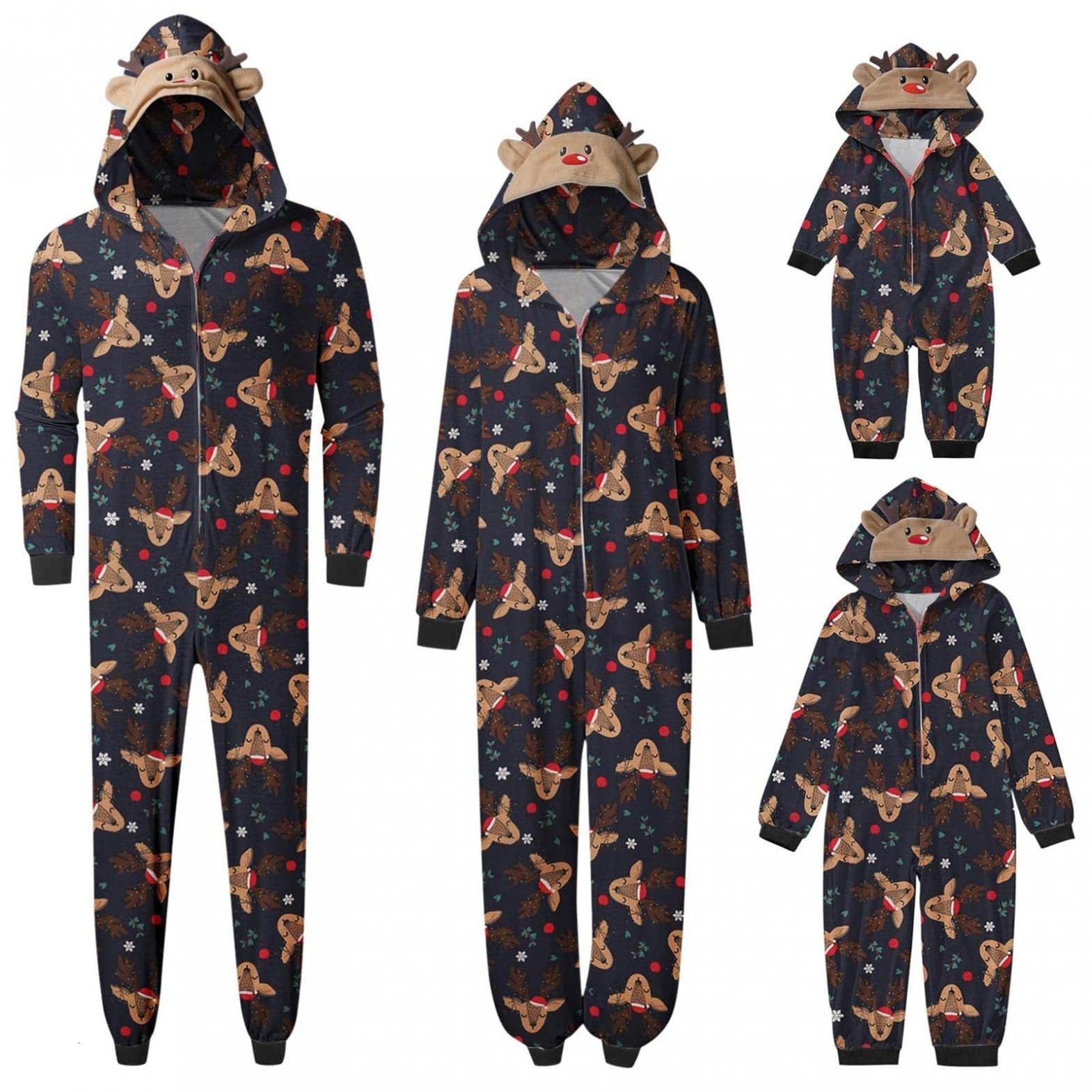 Warm Mommy and Me Xmas Pjs Clothes One-Piece Father Mother Kids Nightwear Onesies Pajamas Christmas Family Matching Outfits 240711