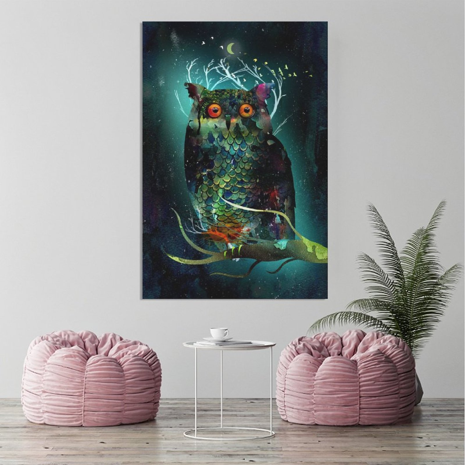 Wall Art Painting Night Owl Animal Color Bird Canvas Prints Wall Painting Wall Art Decor Print Picture Paintings for Living Room Home Decor Luxury Unf