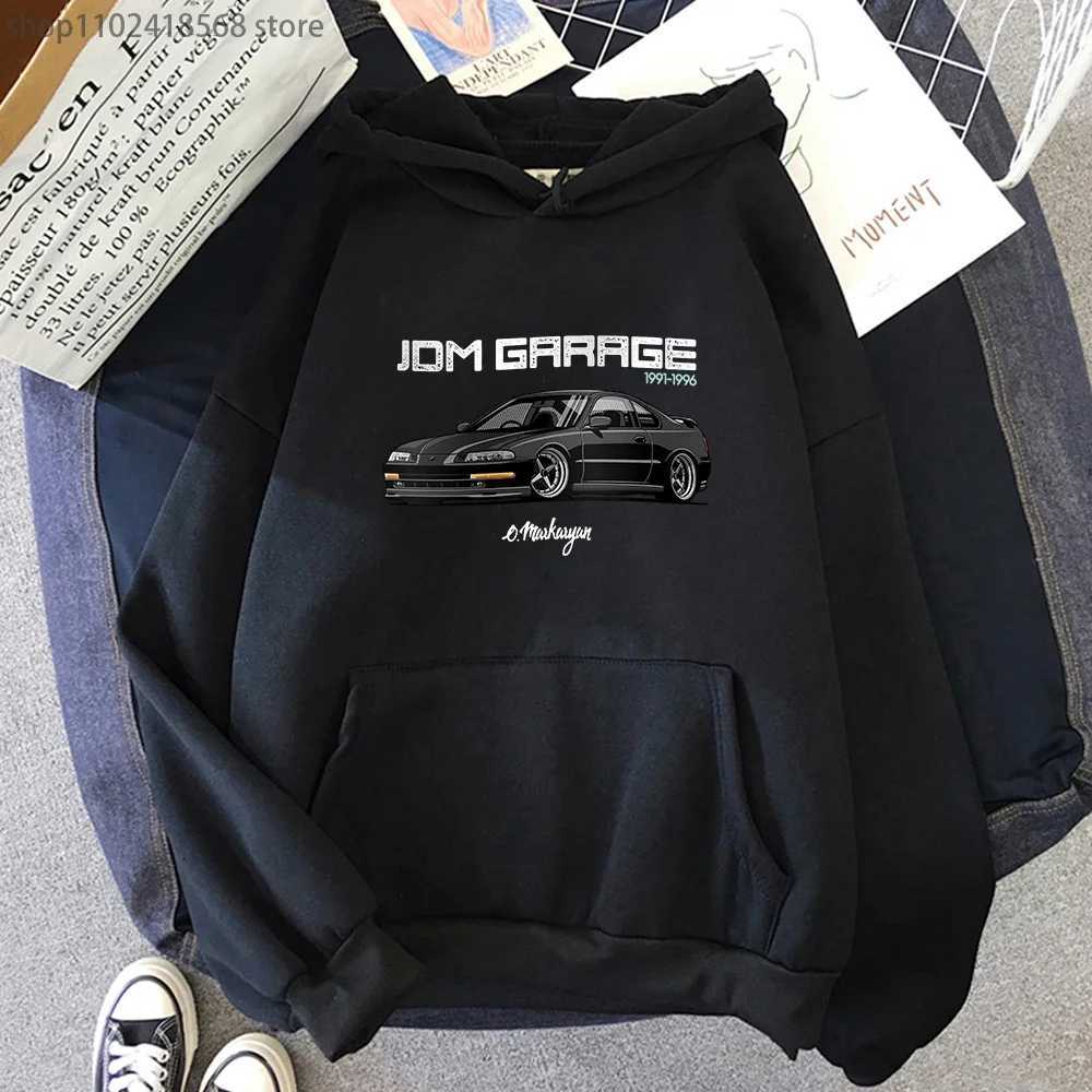 JDM Hoodie Men CRX Initial D Anime Sweatshirts Japan Car Print Streetwear Women Vintage O-Neck Winter Casual Harajuku Boy Tops W250530
