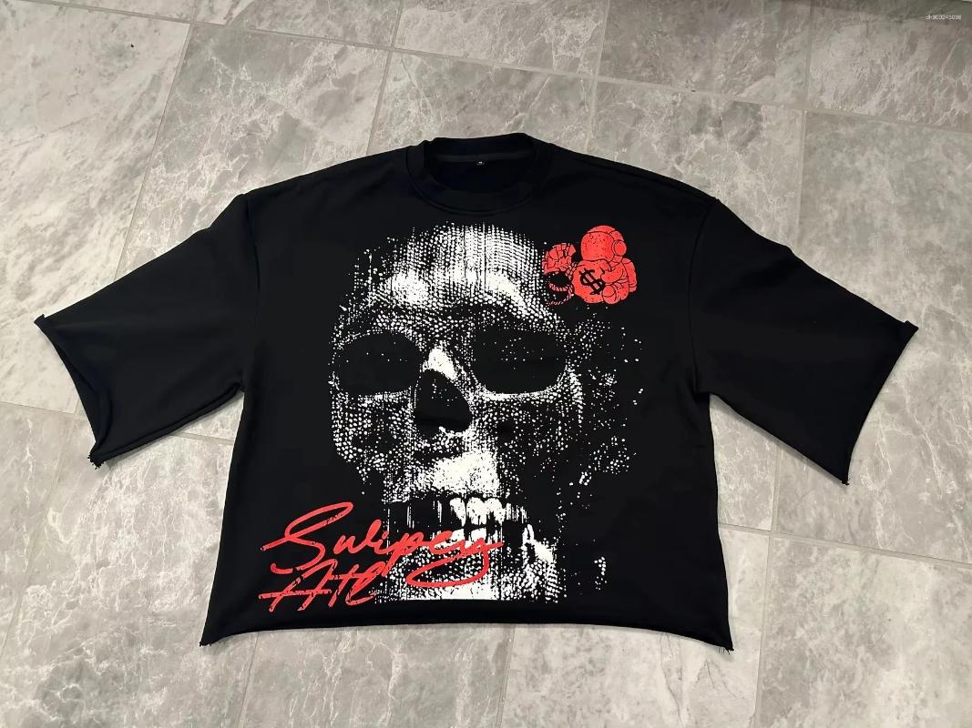 Men's T Shirts Vintage Gothic Skull Graphic Print T-Shirt Men Casual Pure Short Sleeve Tshirt Streetwear Women Cropped