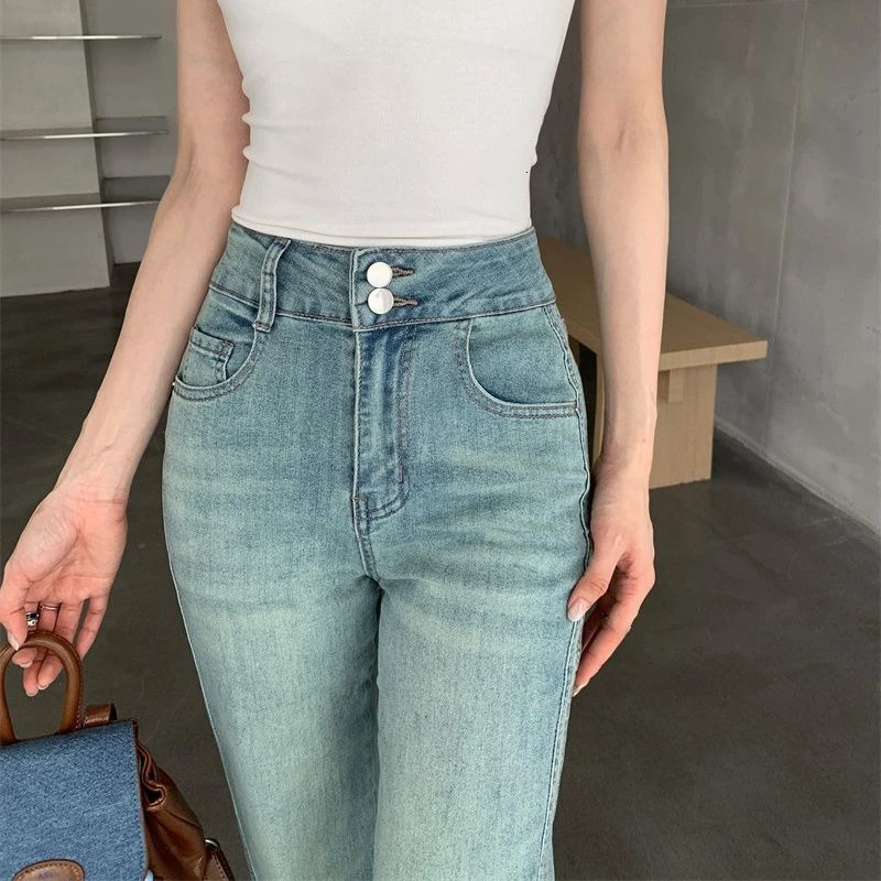 High Waist Bell Bottom Jeans Women Loose Fit Straight Leg Pants Autumn Winter plus Size Pear Shape Body Slimming Wide Trouse 250530