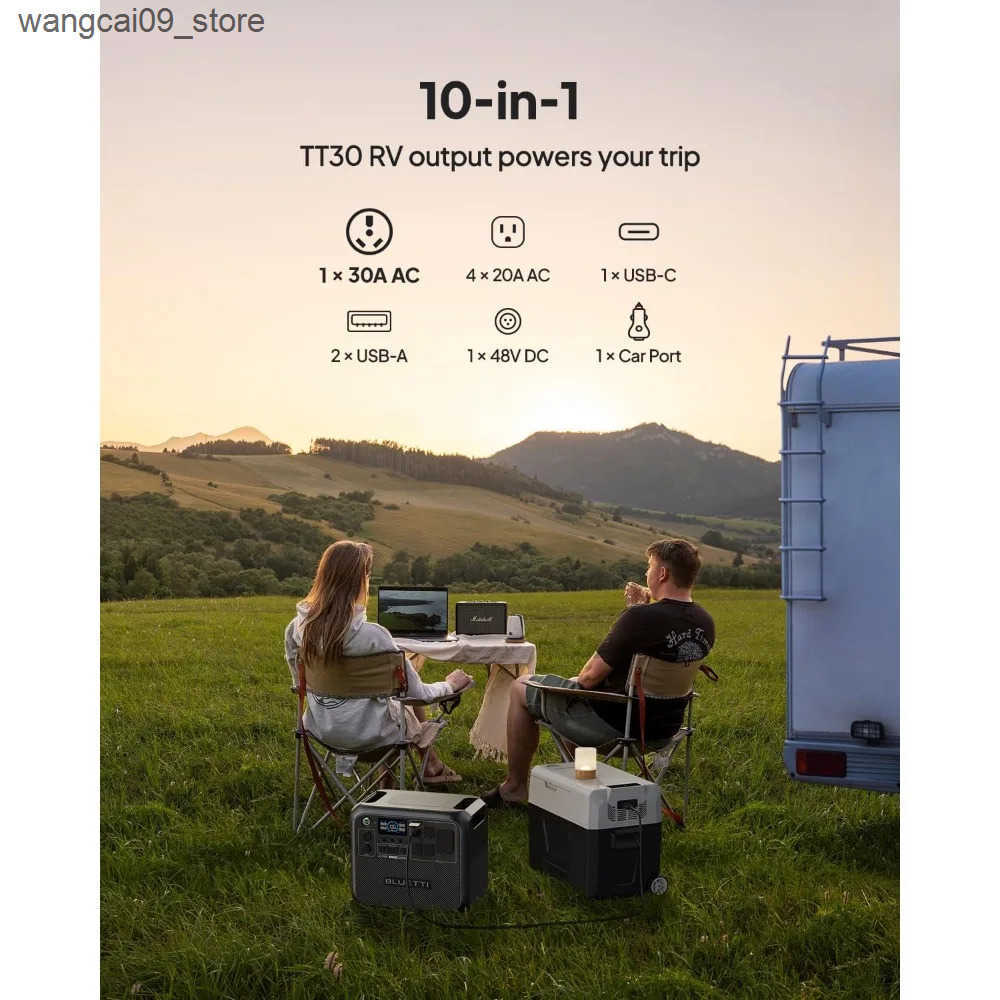 Portable Power Station Equipped with 200W Solar Panels 2048Wh Battery Backup Power Supply and 4 2400W AC Power Sockets z250530