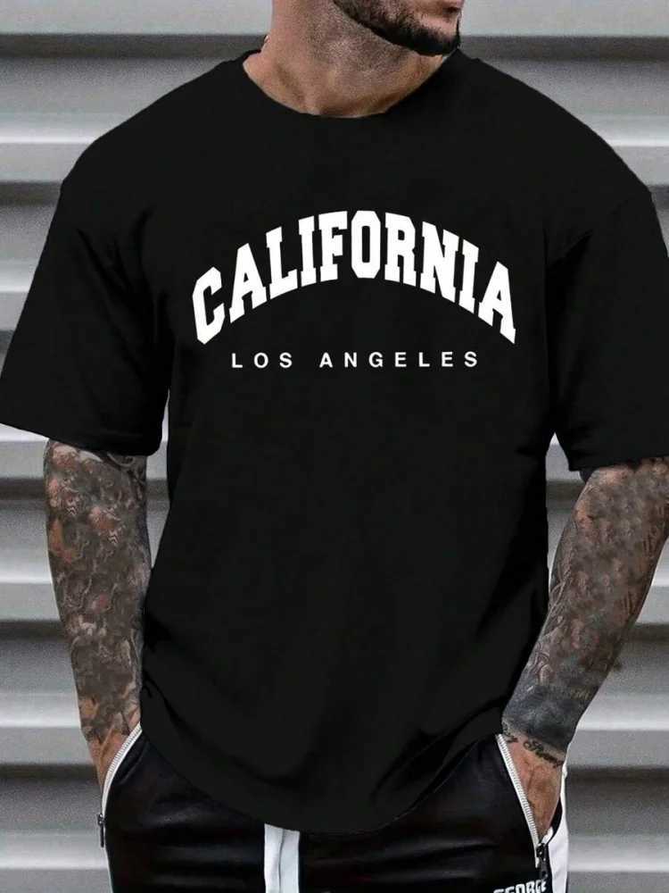 3D Cfornia Letter Print Mens Loose T-shirt Urban Street Mens Fashion Short-sleeved Top Summer Daily Casual Mens T-shirtC250530