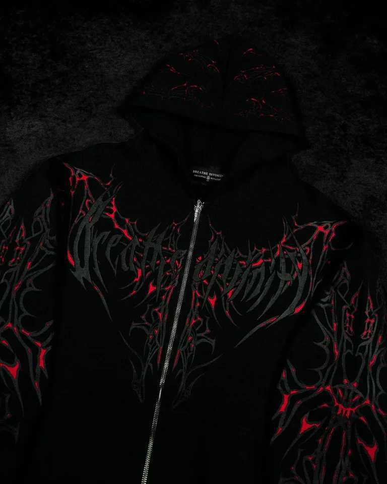 Shadow Monarch Cyber Hoodie Oversized Zip-Up Techwear Gothic Streetwear Breathable Gym Yoga Y2K Loose Fit Unisex Top W250530