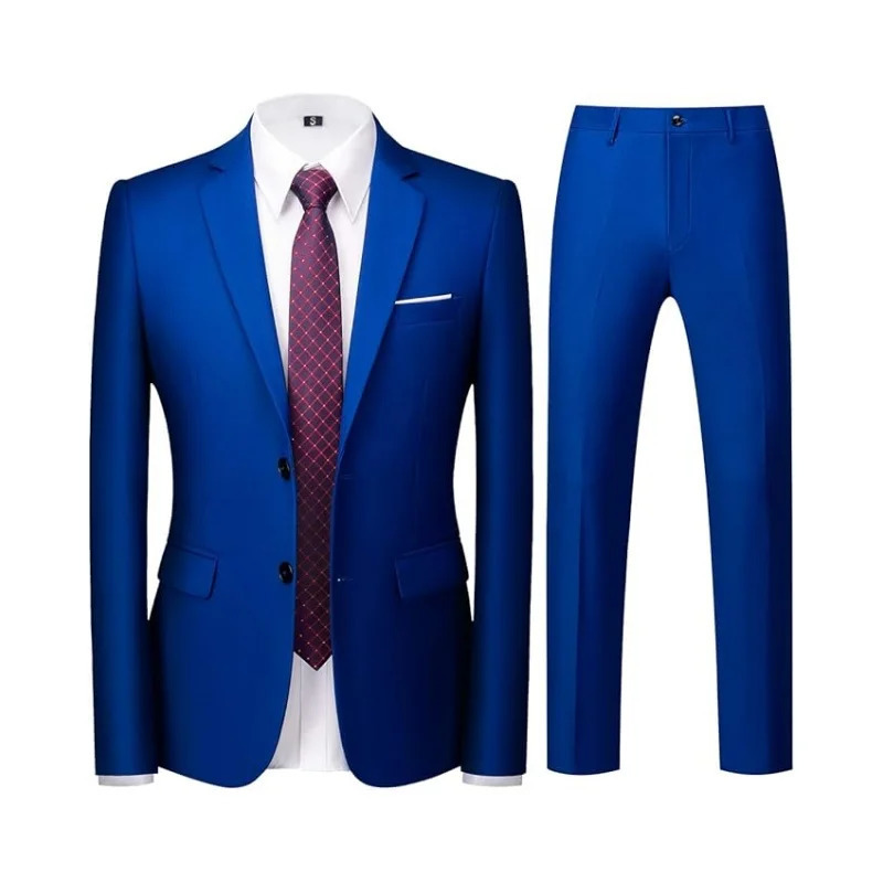 Mens Suit 2-Piece Slim Fit Single Breasted Two Button Suits Wedding Business Blazer Trousers 250527