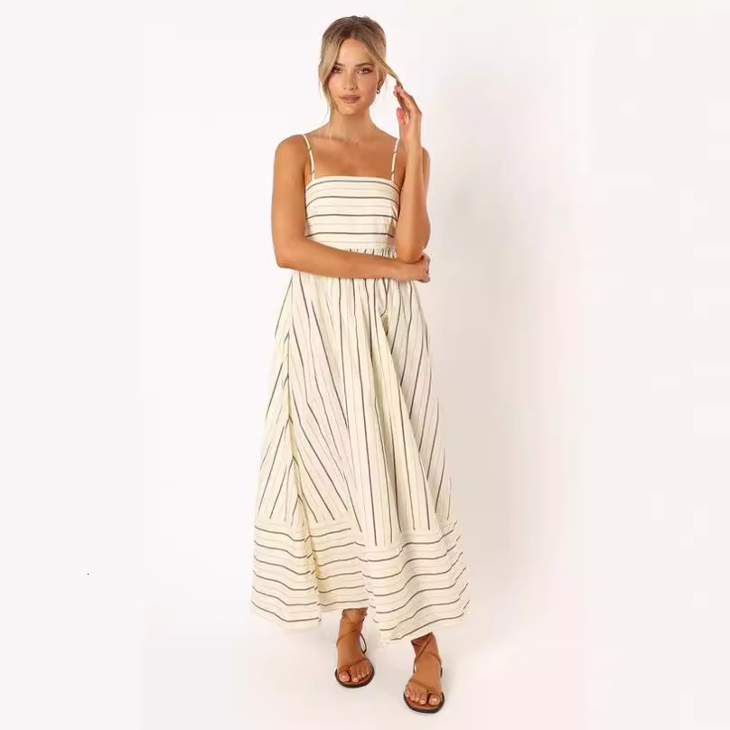 designer dress 2025 new striped sleeveless backless maxi simple dress 88111 dresses for woman