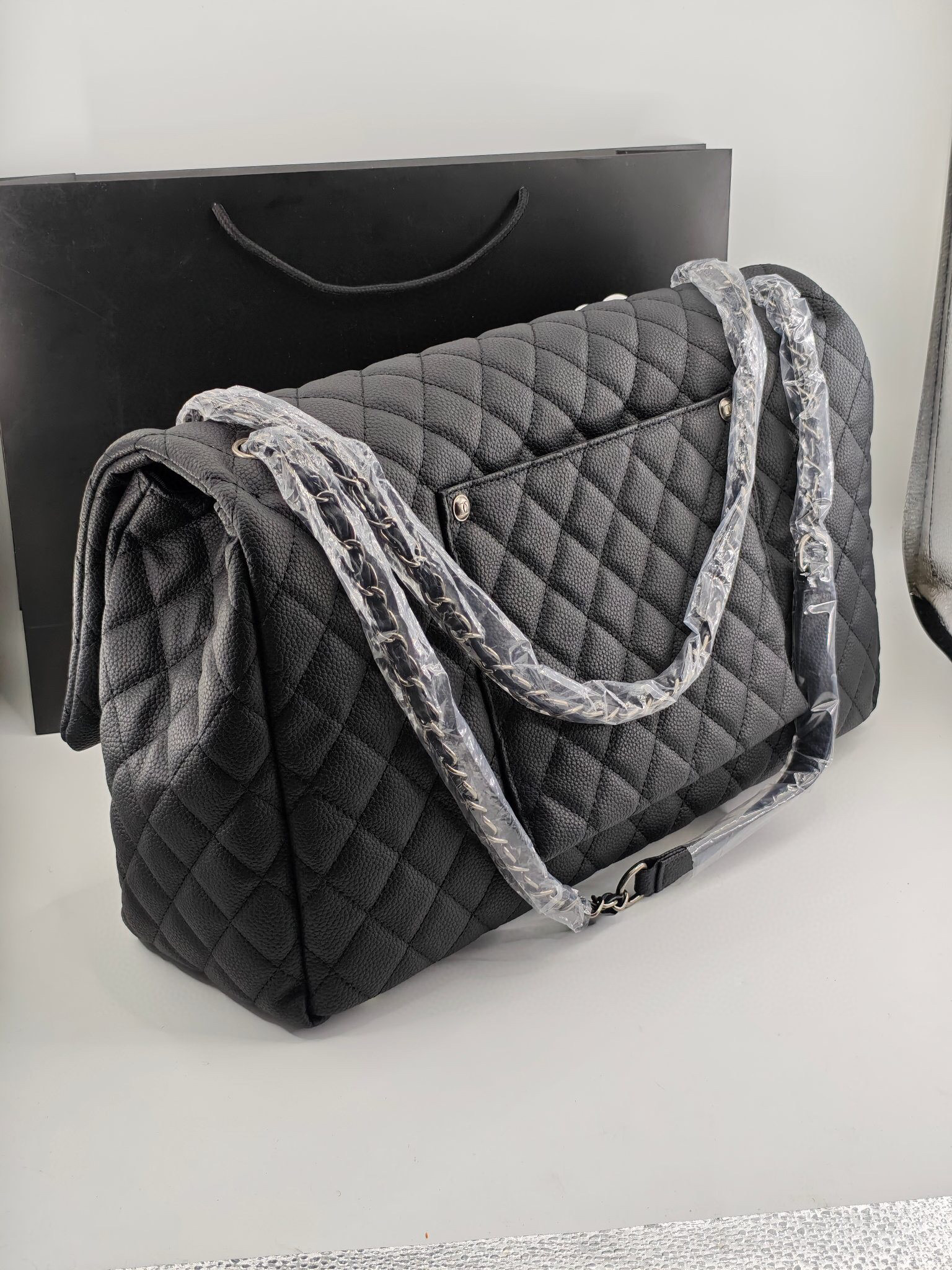 C6008 new large capacity women's bag 2025 chain shoulder bag fragrant wind commuting diamond large bag airport bag