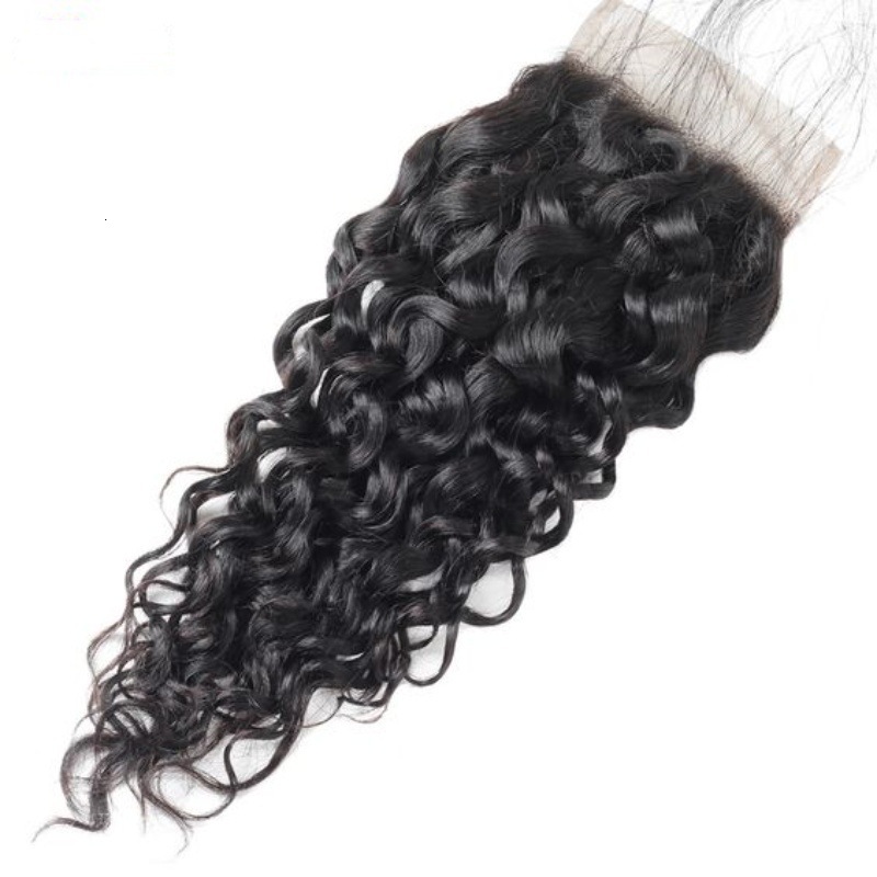 Real Xuchang Human Hair 4*4 HD Transparent Lace Water Wave Curly Hair Piece Accessories