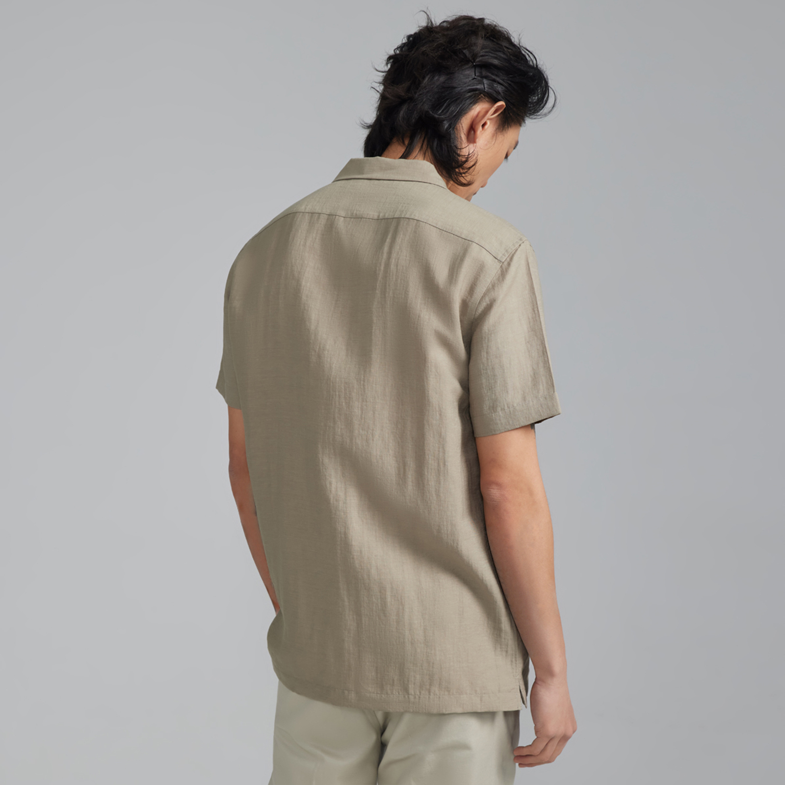 BXS/Men's Business Casual Lyocell and Linen Short-Sleeve Leisure t shirt/Business-to-Leisure Lyocell Trousers t shirt/Men's slim-fit short-s