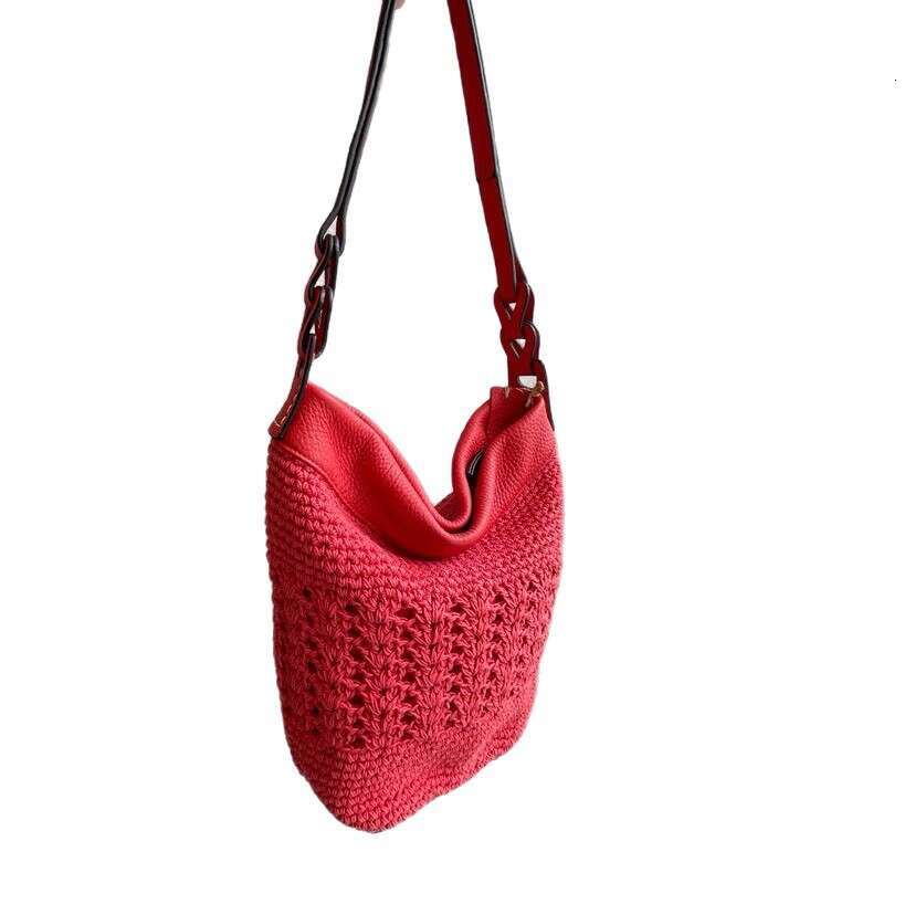 Tote Bag Leather Bag Wax Rope Cowhide Handwoven Bucket For Women Casual Vacation Style Beach Large Capacity Tote Bag Shoulder Bag