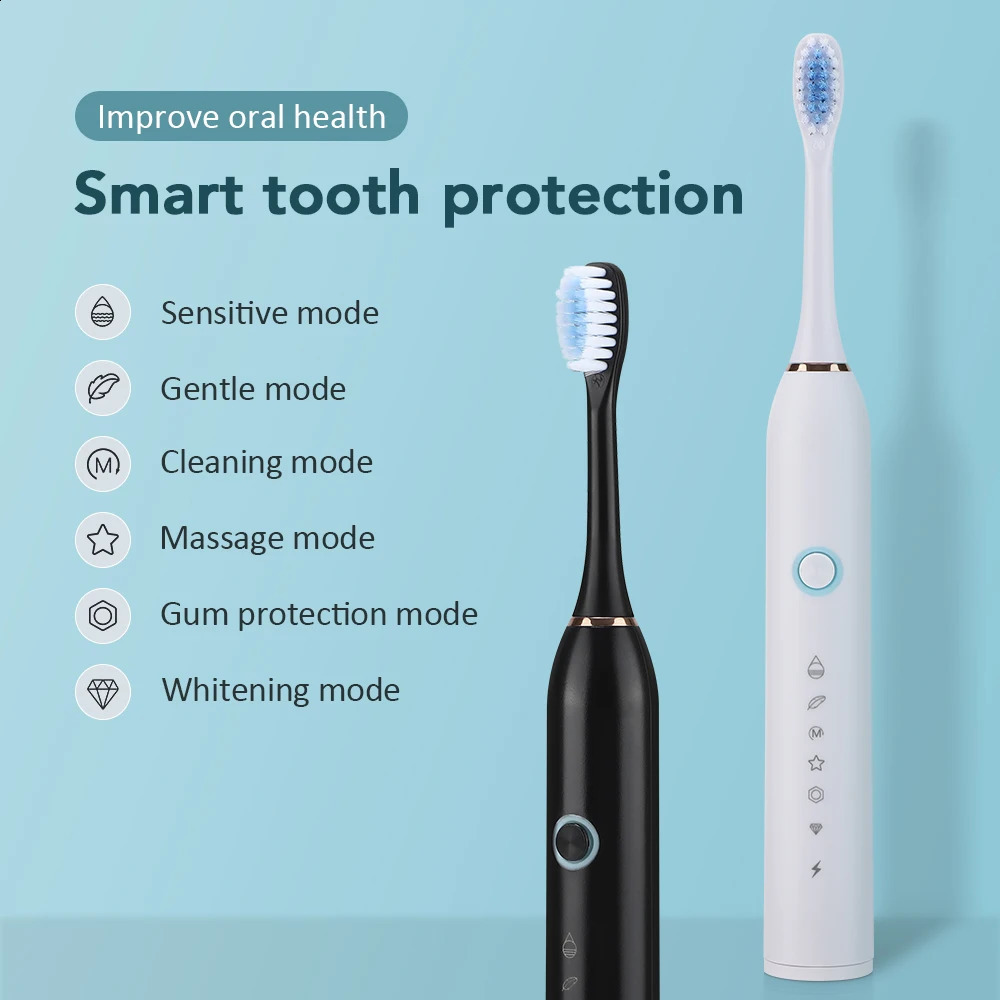 Electric Toothbrush Rechargeable Cleaning Device Portable Teeth Cleaner for Oral Care Teeth Whitening Waterproof Type-C Charging 250529