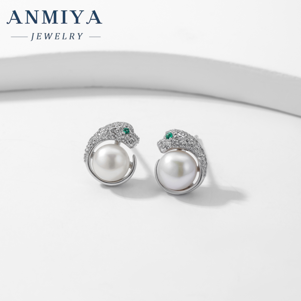 Unisex 925 Sterling Silver Ins Fashion Jewelry New Tide Unique Style Freshwater Pearl Shape Stud Earrings Leopard