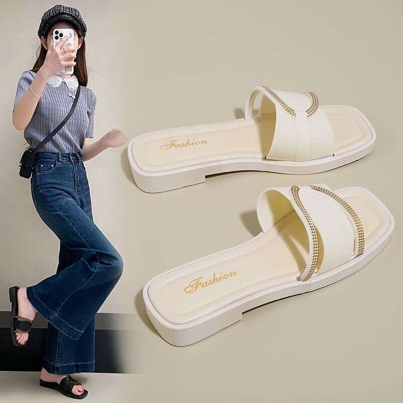 Summer Women's Slippers, Lazy Style, Fashionable Home Flat Bottomed Soft Soled Sandals, Vacation Beach Anti-skid Slippers, Designer Sandals, Free