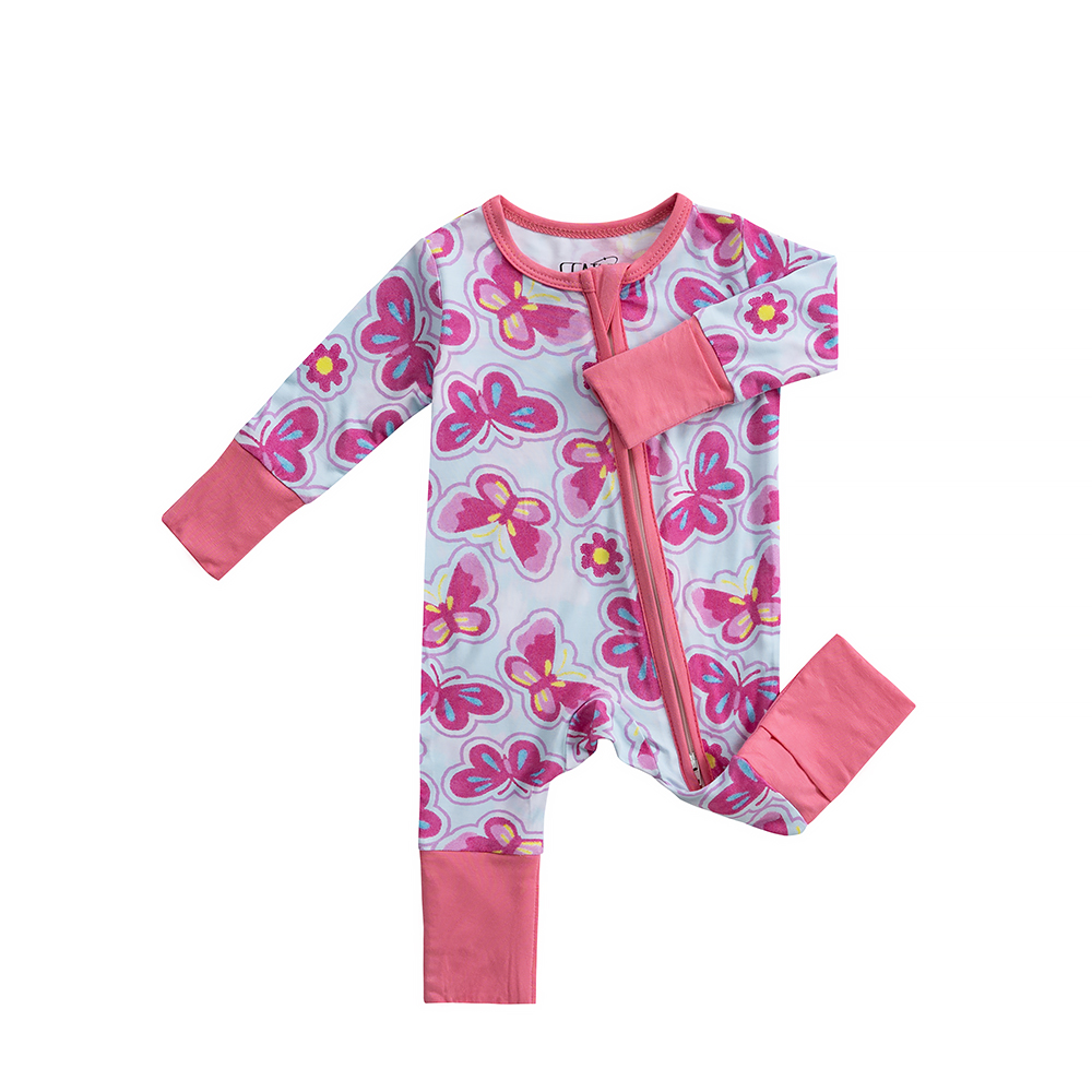 Fast shipping 1pc bamboo fiber baby tights soft knit pajamas with zipper closure summer assorted print baby onesies
