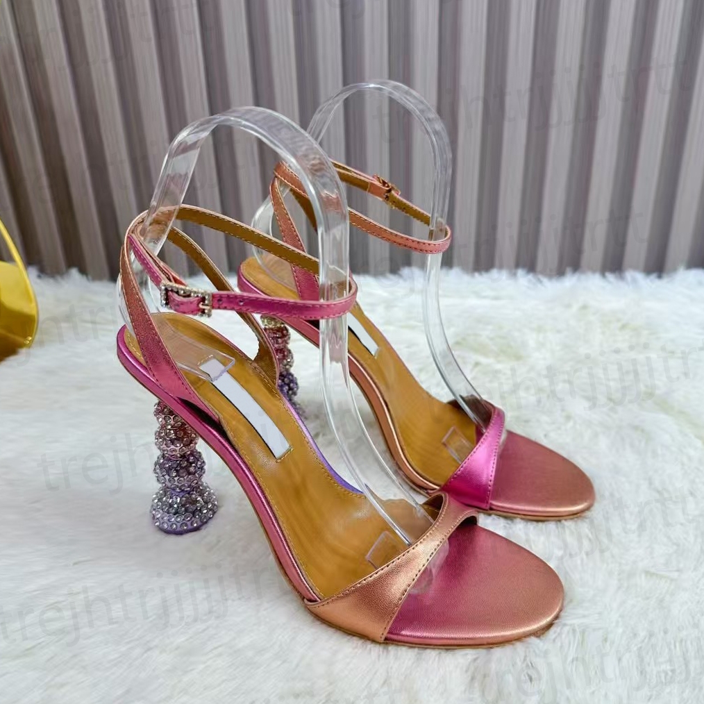 New style alien heel buckle strap sexy sandals for women rhinestone round toe open toe oversized high heels sandals luxury designer sandals