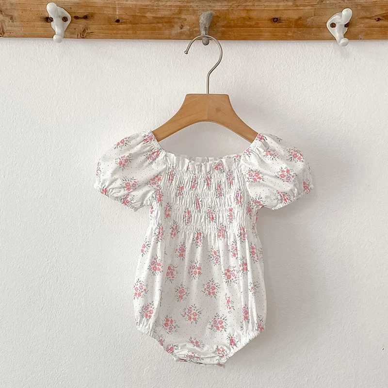 Baby Girls Rompers Newborn Kids Baby Girls Short Sleeve Sweet Flower Printing Princess Rompers Infant Baby Girls Rompers Clothes R250530