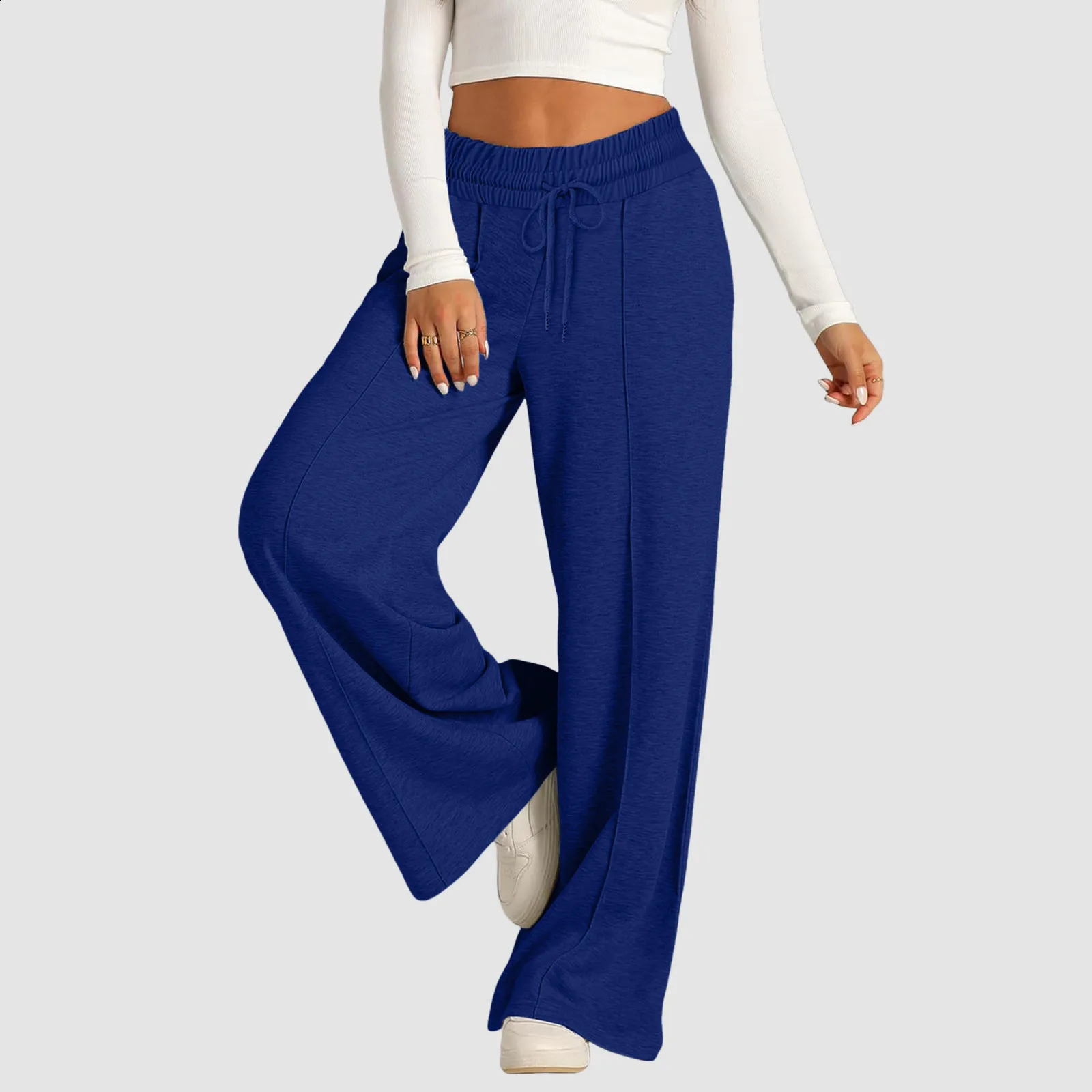 Tie Pants For Women Summer Casual Loose Wide Leg Trousers Jumpsuit Casual Spaghetti Strap Stretchy Long Pant Sports Sweatpants 250529Z